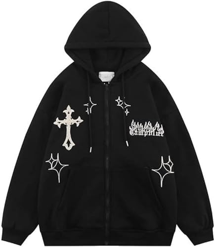 Amazon.com: Ponitrack Unisex Zip Up Hoodies Y2k Flame Print